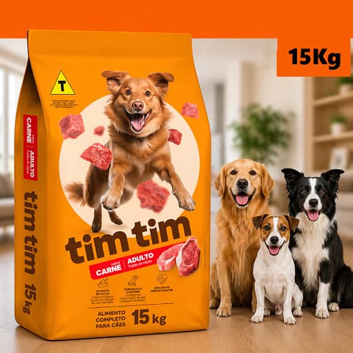 Ração Para Cachorro 15kg TimTim Adulto Carne 18% Proteína
