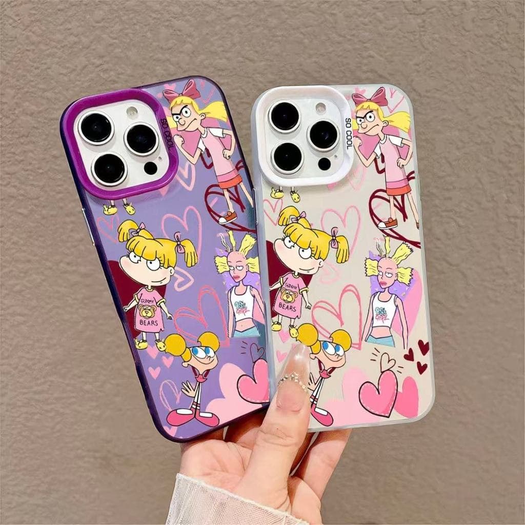 Estilo feminino Capinha para iPhone 17/16/15 Pro Max Capinha de celular anti-queda com estampa de menininha fofa