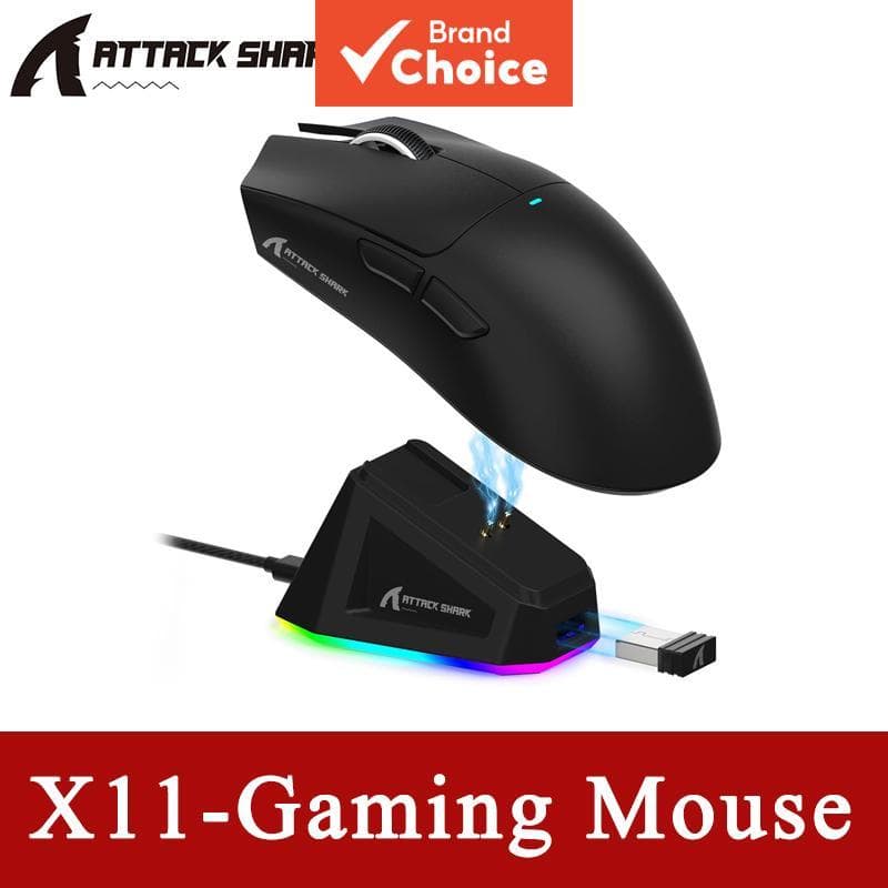 Mouse Gamer Sem Fio ATTACK SHARK X11, Tri-Modo, Sensor PAW3311 Integrado, Mouse Profissional para eSports para PC e