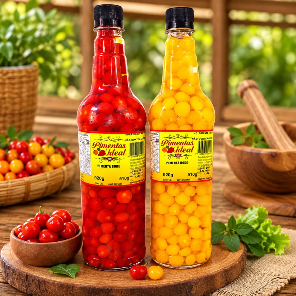 Kit 2 Pimenta Bode  Amarela e Vermleha Em Litro Picante No Vinagre 920gr/510gr