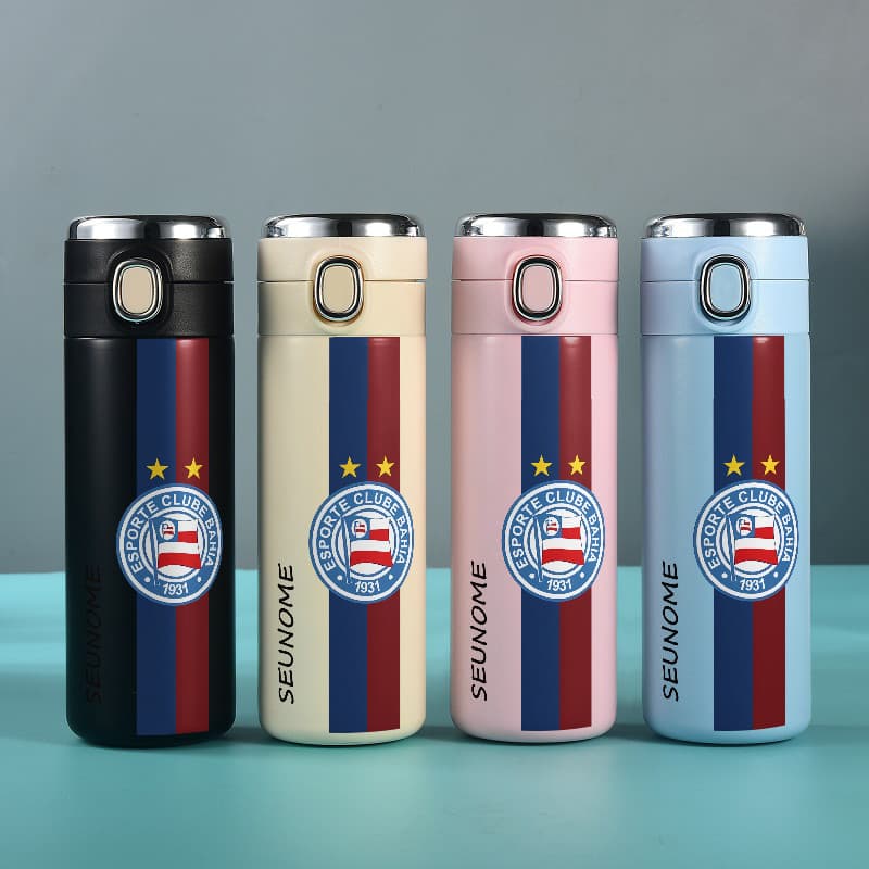Garrafa Térmica de personalizado Aço Inoxidável Bahia Sports Futebol com Termometro LED Digital Estampada 420ml