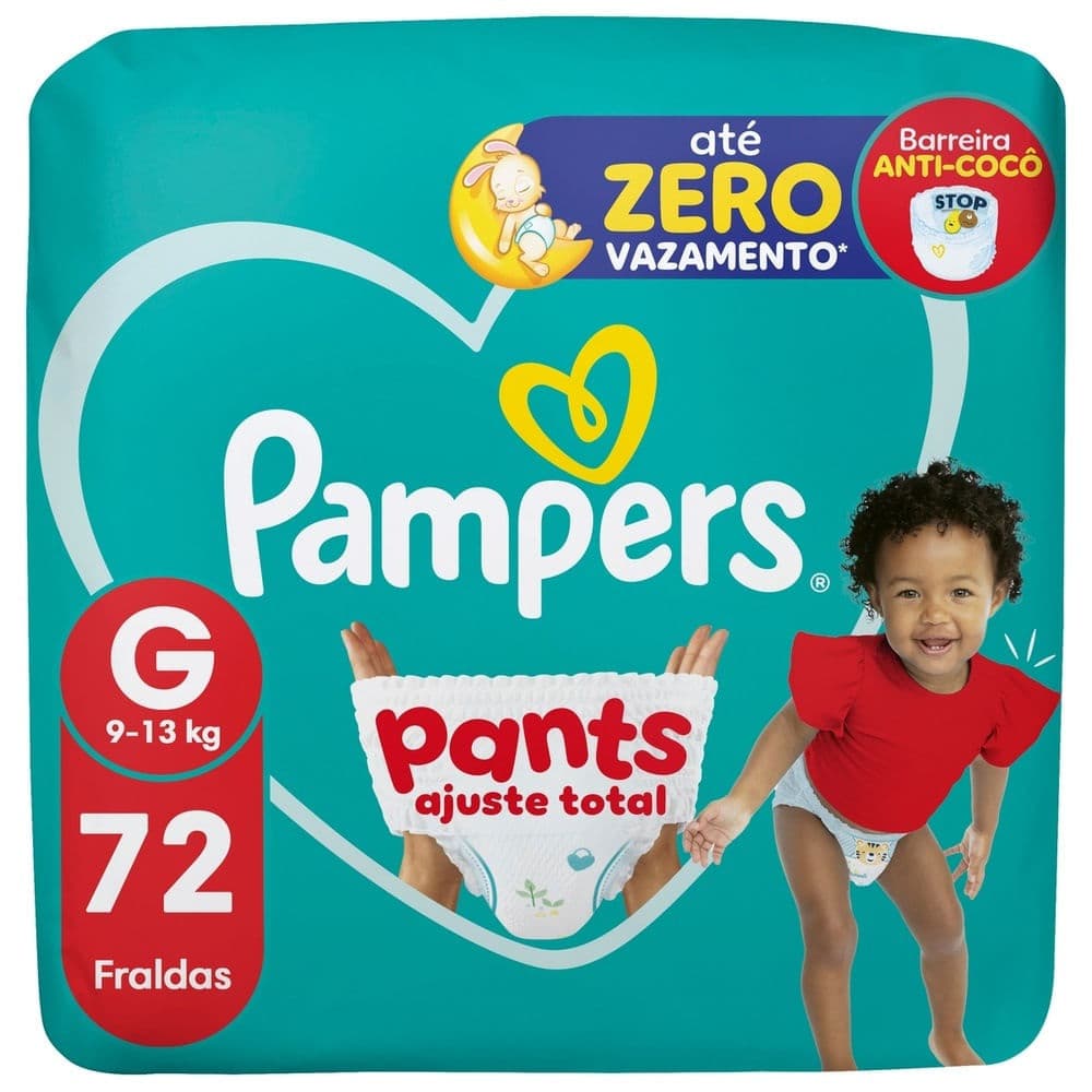Fralda Pampers Pants Ajuste Total Tamanho G com 72 Unidades