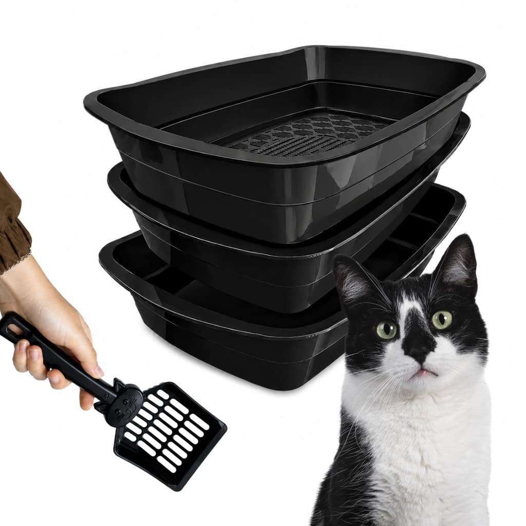 Kit Caixa de Areia Sanitária Para Gatos Gato Com Peneira Bandeja + Pá Pazinha Higiênica