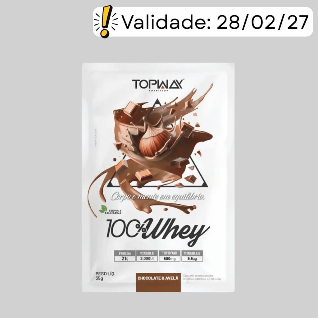 Whey Protein 100% Chocolate Com Avelã Sachê 35g - Topway | 21g De Proteína