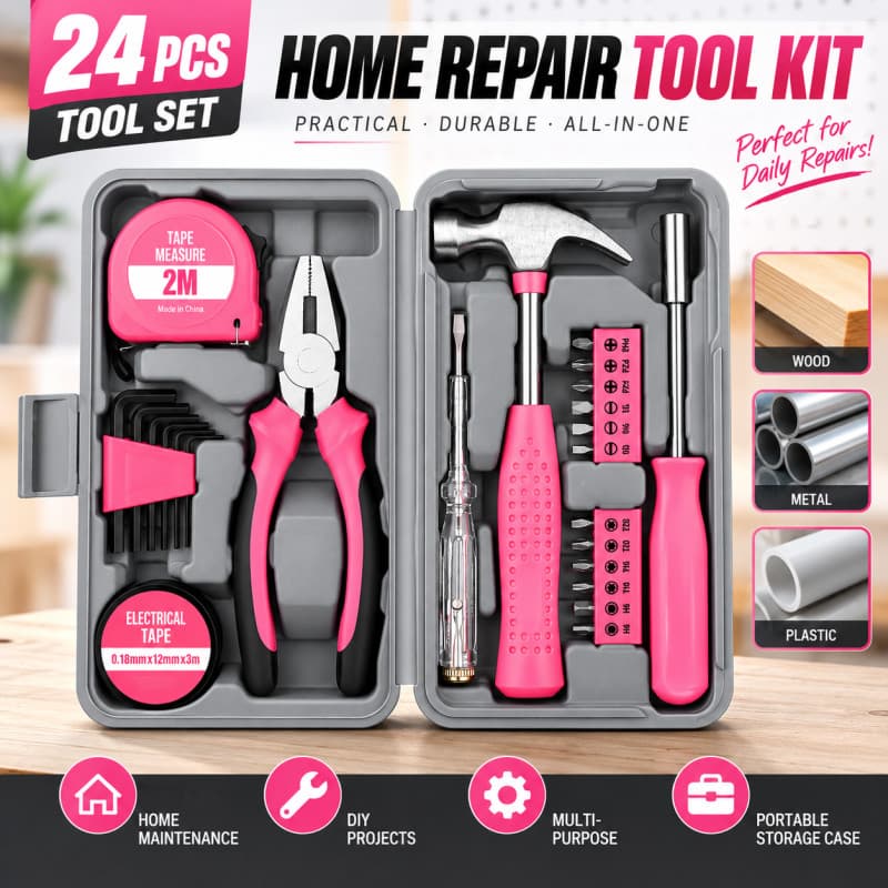 Kit Completo de Ferramentas para Reparos Domésticos, Conjunto de Ferramentas Manuais Multiuso para Manutenção Residencia