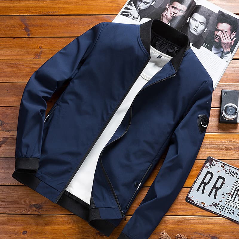 Jaqueta masculina primavera outono estilo versão coreana Slim fit jaqueta de cor sólida jaqueta Plus Size