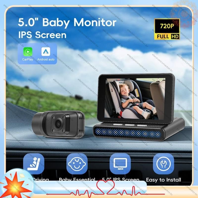 [Em Vendas E] HD 720P , Câmera Traseira Para Carro De Bebê Com Conectividade Sem Fio , Monitor Infantil Suporte Visão No