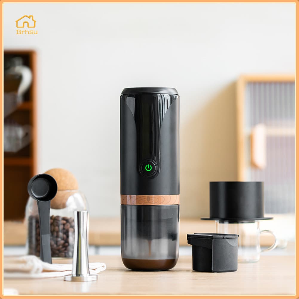 Máquina de café expresso portátil Brhsu-br 9 bar de pressão recarregável 2 em 1 pequena cafeteira de viagem compatível