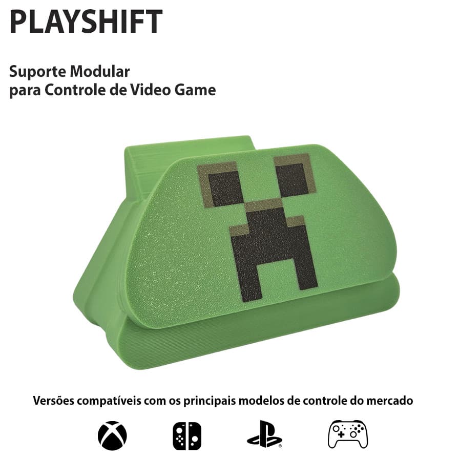 Suporte Controle VideoGame da PlayShift - Tema Creeper (XBOX, PLAYSTATION PS5, PRO CONTROLLER e JOY-CON)