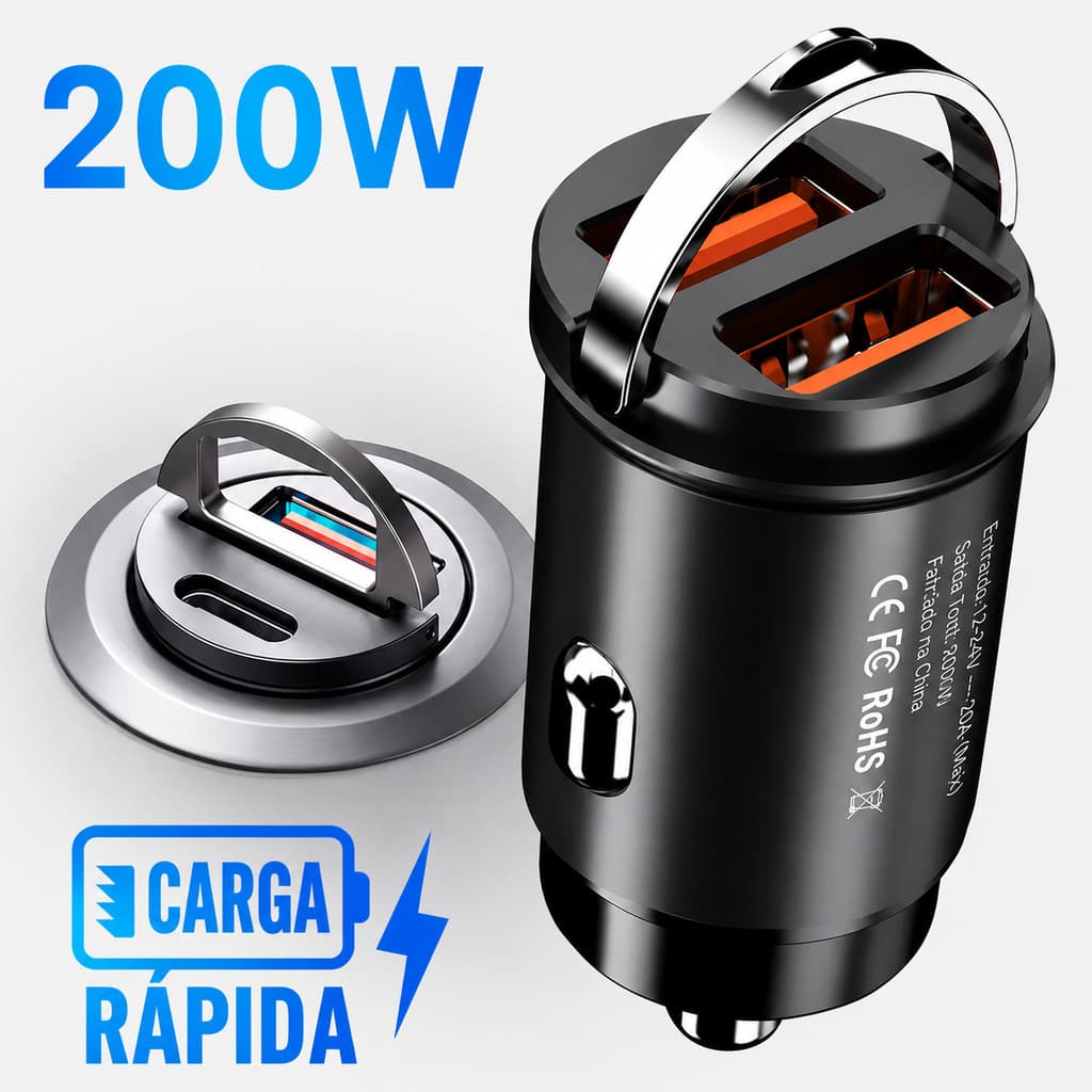 Carregador Veicular automotivo para celular Mini Dual USB 3.0 Carregamento Rápido 12V 24V