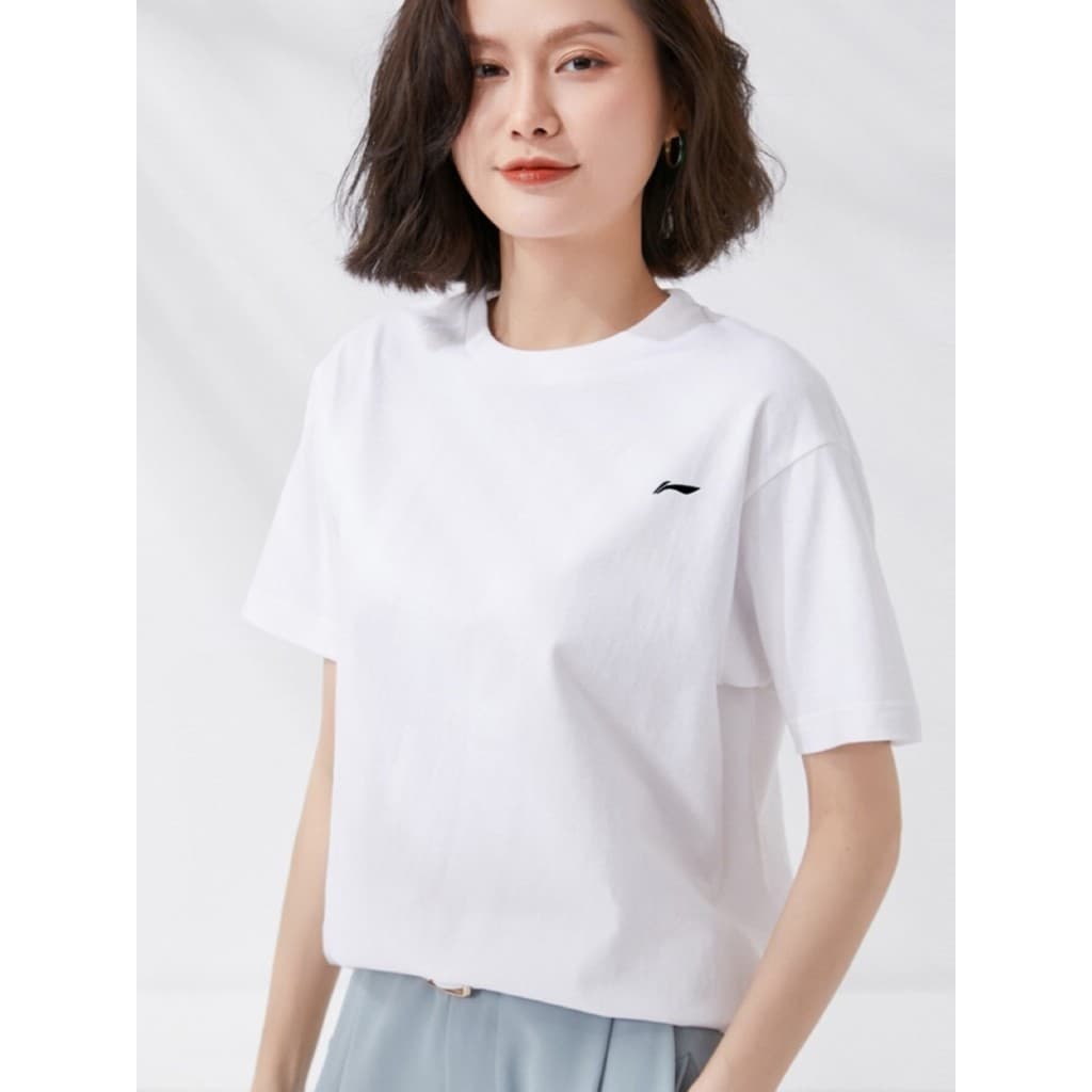 Li Ning roupas esportivas femininas de secagem rápida camiseta verão correndo Fitness solto estudante topo feminino seda