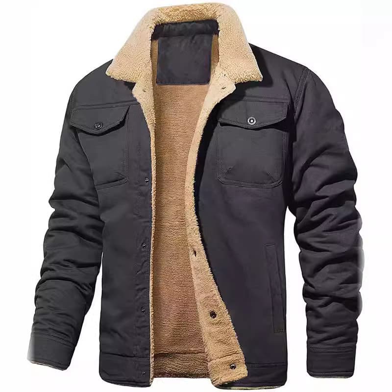 Nova jaqueta masculina de outono e inverno, jaqueta casual de algodão forrada com fleece, casaco masculino.