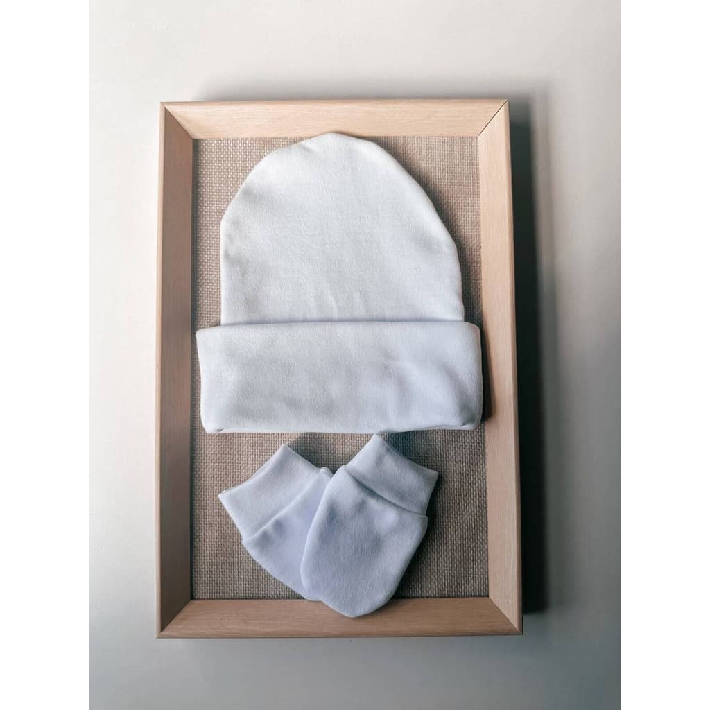 Kit Enxoval Bebê 2 peças - Touca ( Comum , Nó ou urso ) Luva 100% Algodão Suedine Maternidade Enxoval Menino e Menina.