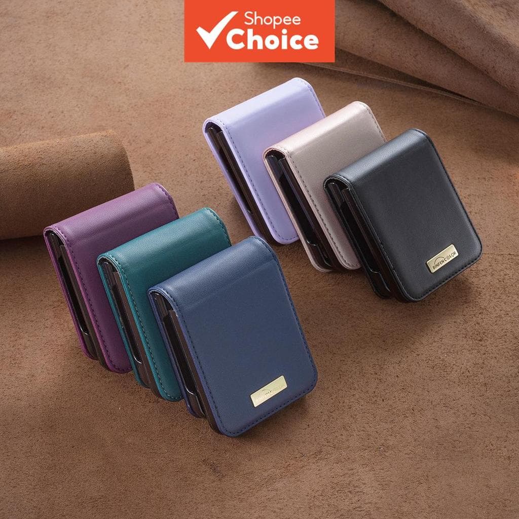 Adequado para celulares dobráveis da Samsung Zflip3456, capa de couro legítimo para Samsung Zflip5, capa de telefone,