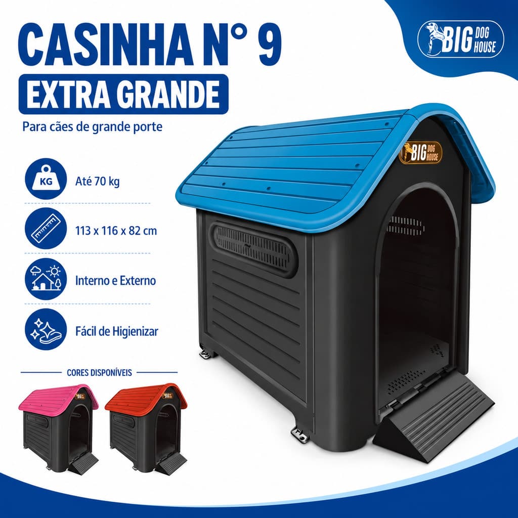 Casinha de Cachorro Grande N9 Casa para Cães Extra Grande Reforçada Dog Home Mec Pet