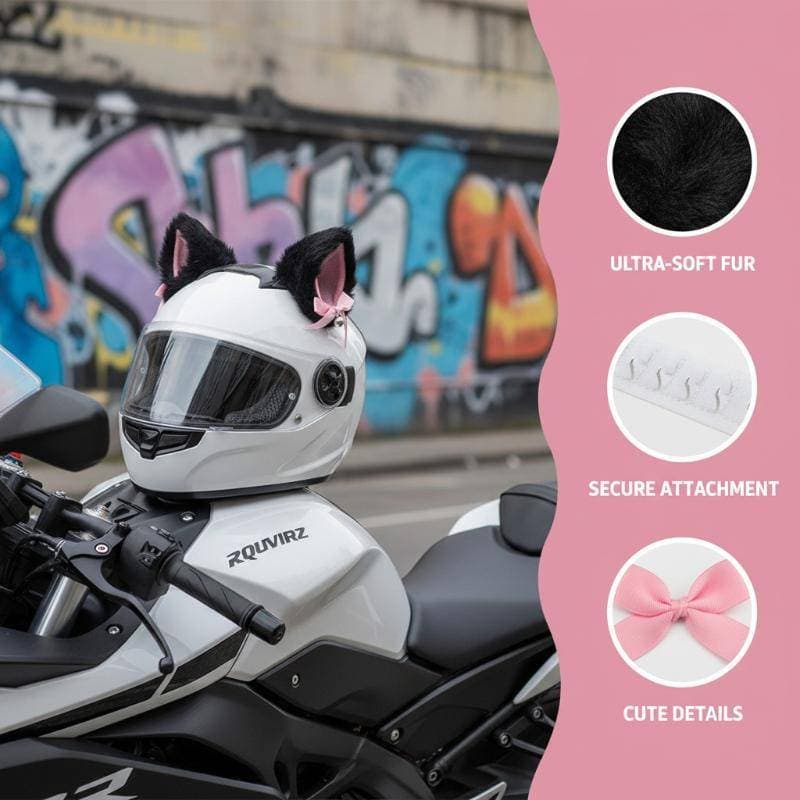 Acessórios Para Capacete Com Orelhas De Gato De Pele Sintética TSBR 2-Pa , Gatinho De Pelúcia Removíveis , Serve De Moto