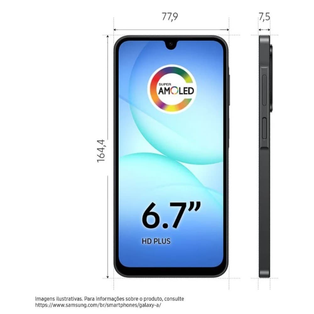 Celular Samsung Galaxy A17 256GB, 4GB, Câmera 50MP, Tela 6.7", Proteção IP54 Cinza