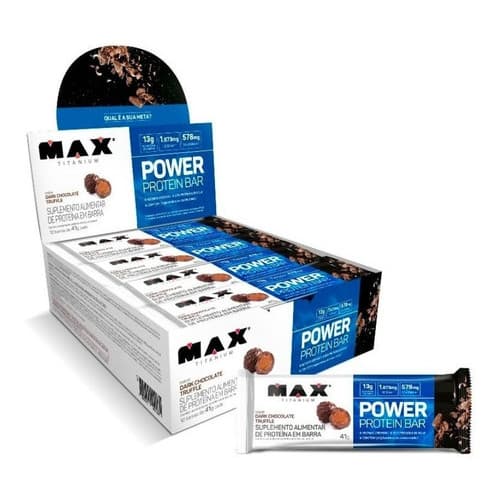 Power Protein Whey Bar (Cx 12 Un) Barra 13g Proteína - Max Titanium - Dark chocolate truffle
