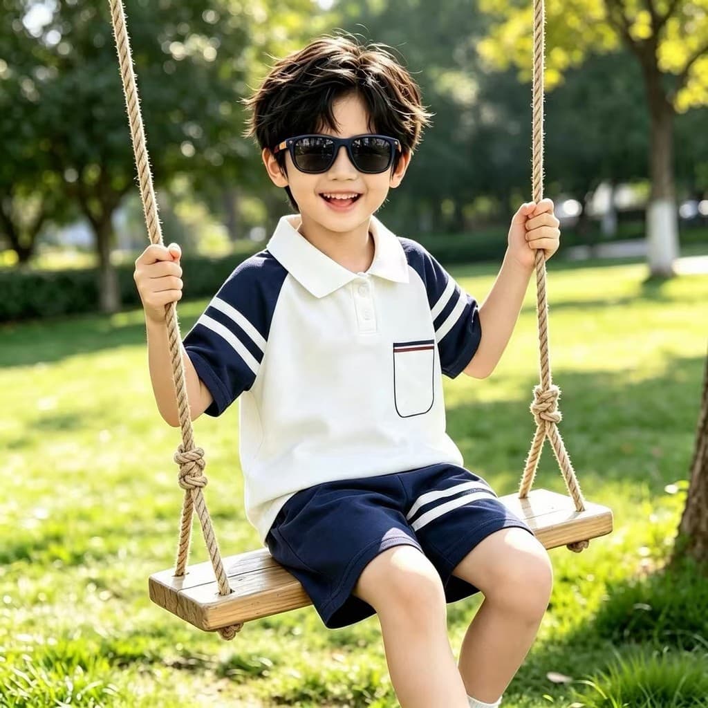 Novo estilo infantil terno de manga curta listrado menina menino camiseta verão roupas de bebê versão coreana roupas inf