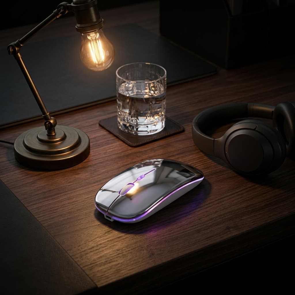 Mouse Portátil Sem Fio Recarregável Bluetooth Silencioso para Notebook e PC
