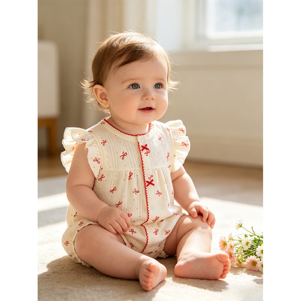 Bebê roupas de bebê menina estilo ocidental macacão verão puro algodão estilo fino macacão de bebê cem dias banquete peg