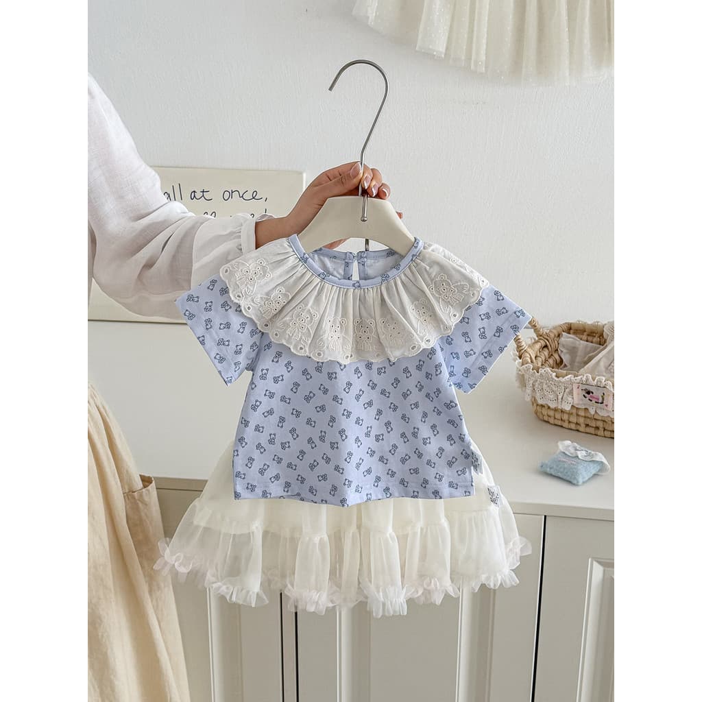 Roupas de bebê roupas de bebê terno de verão elegante estilo ocidental bebê menina manga curta topo princesa gaze saia v