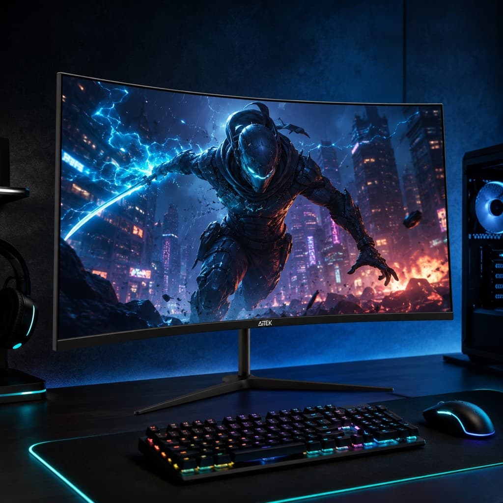 Monitor Gamer Curvo 27" 2K QHD 180Hz 1ms 2 HDMI 2 DisplayPort VESA 100x100 Aitek DELTA-M2722AC