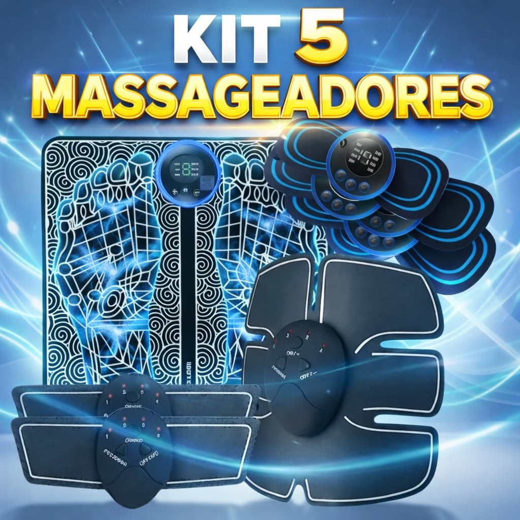 Kit Tonificador Muscular  2 Massageadores Coluna Pés Pernas Bivolt  Estimulador Abdômen