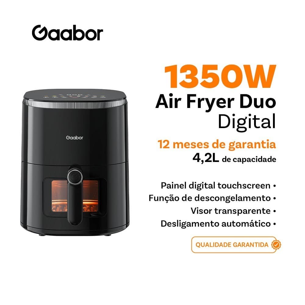 Gaabor Fritadeira Elétrica 4,2L Duo Digital Touch 1350W Visor AF-45T02A