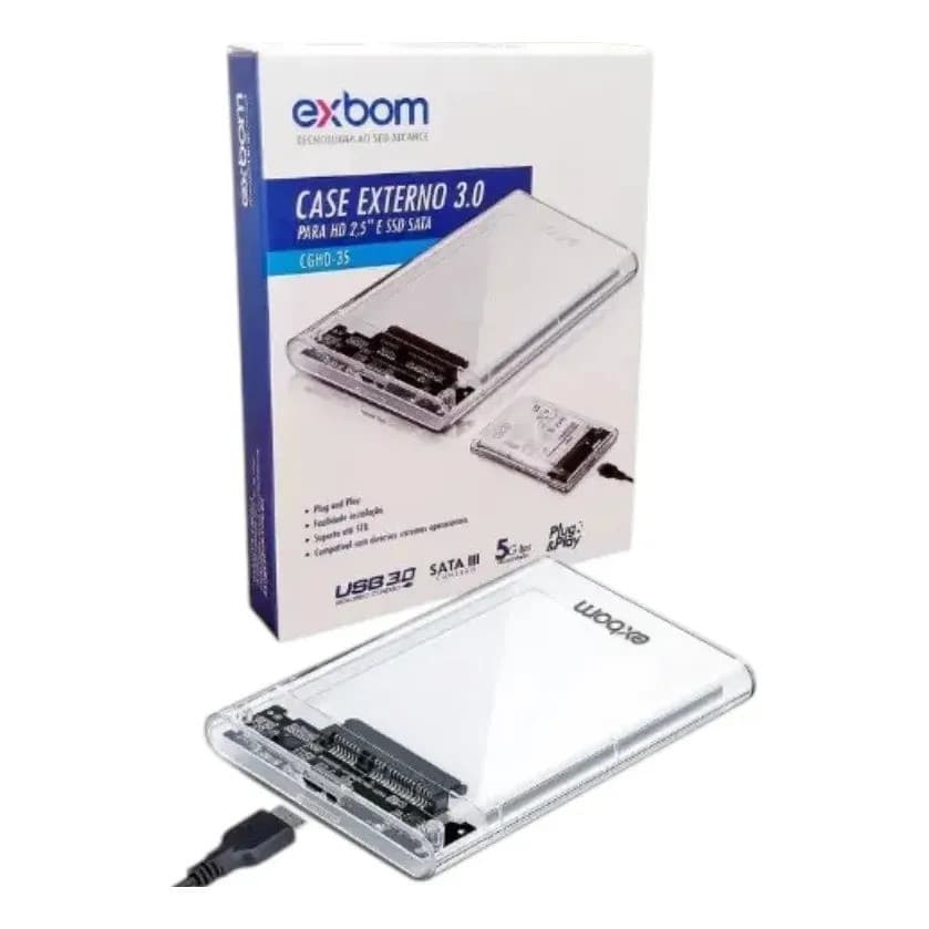 Case Hd/ssd Slim Externo Exbom Usb 3.0 Sata Pc Plug Play 5g