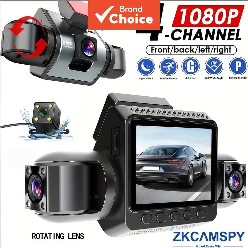 Câmera DVR Para Carro 3/4 Canais Dash , Frontal 1080P , Cabine Dupla 480P , Traseira Sensor G De Visão Noturna IR