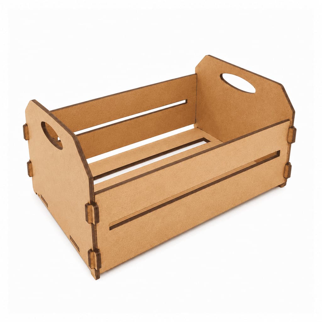 Decoração Caixote MDF Decorativo Organizador Caixotinho Alca Vazada Ripas Cesto Cozinha Banheiro