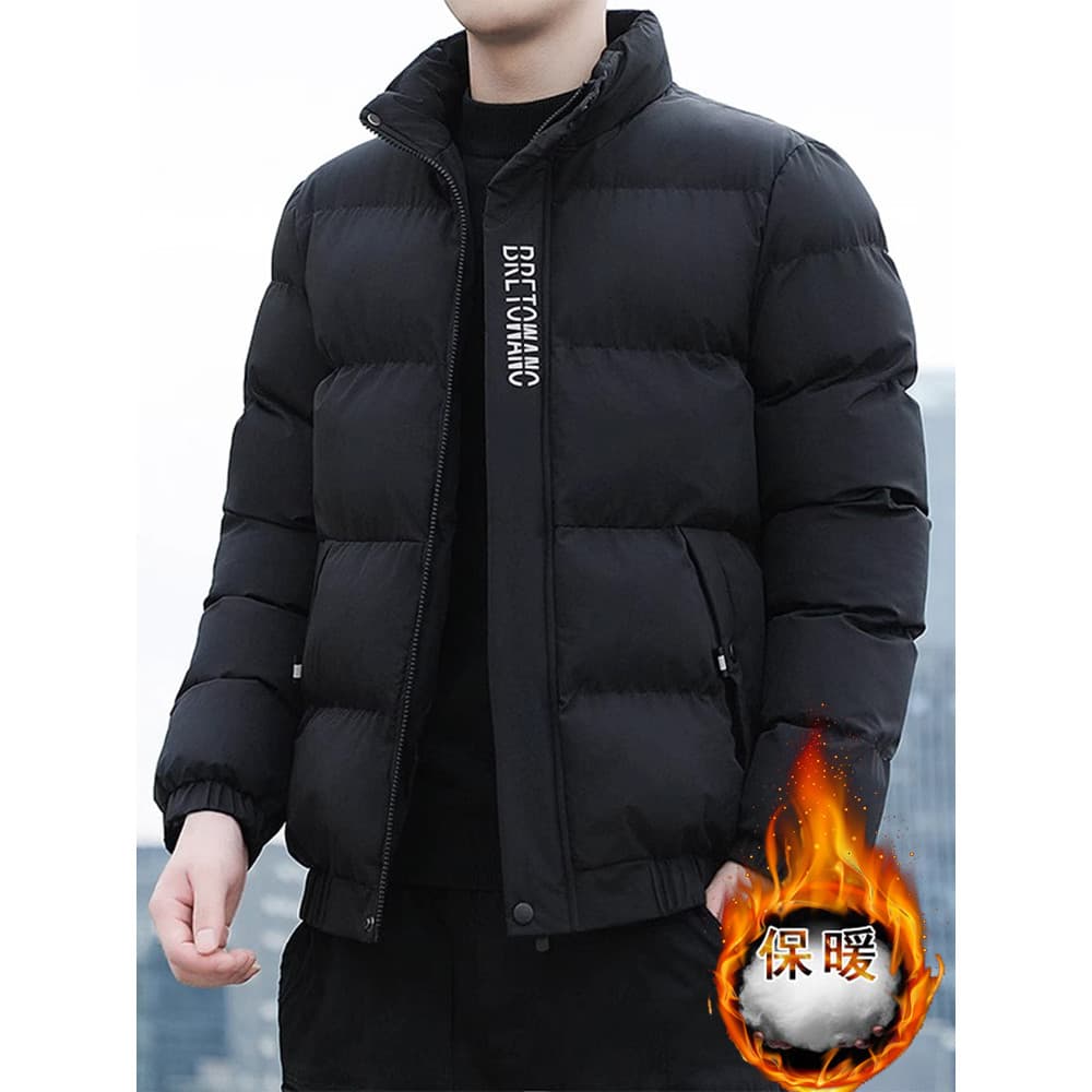 Jaqueta acolchoada com gola alta masculina, jaqueta quente espessada, outono inverno, jaqueta acolchoada, Casual, uso ao