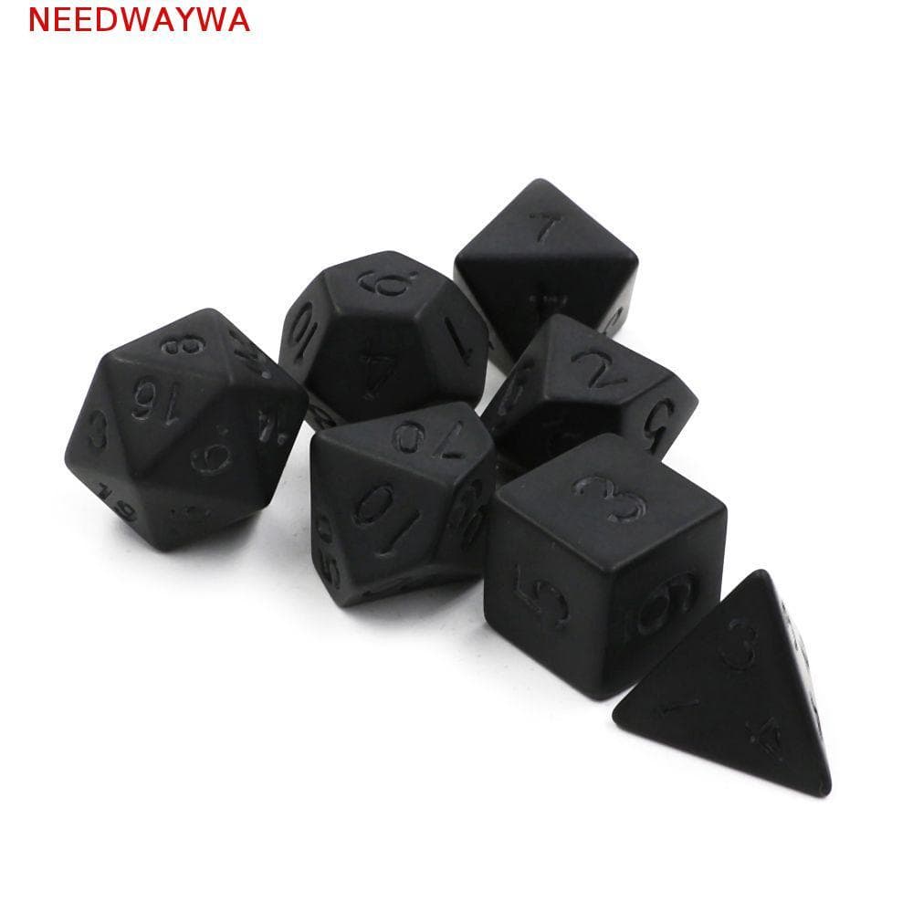 NEEDWAYWA Preto RPG Conjunto De Dados Jogo 7 Pçs/Set Brinquedos Jogos De Tabuleiro Da Família Festa Brinquedo Educativo