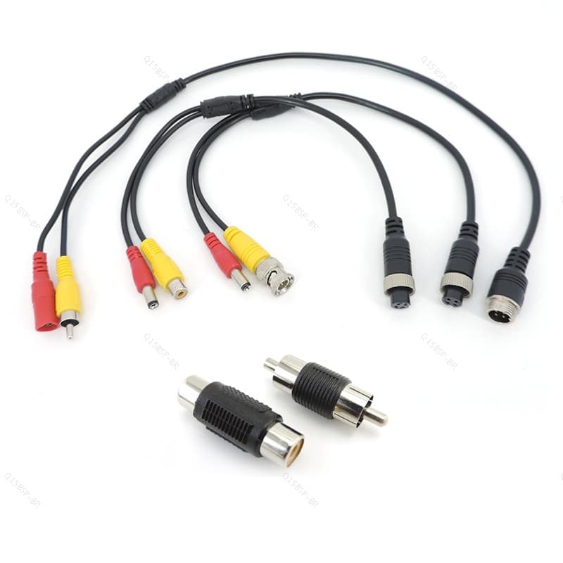 4Pin M12 Cabeça De Aviação Macho/Fêmea Para RCA DC Conector Cabo Conversor Câmera Traseira Do Carro Monitor BR15B