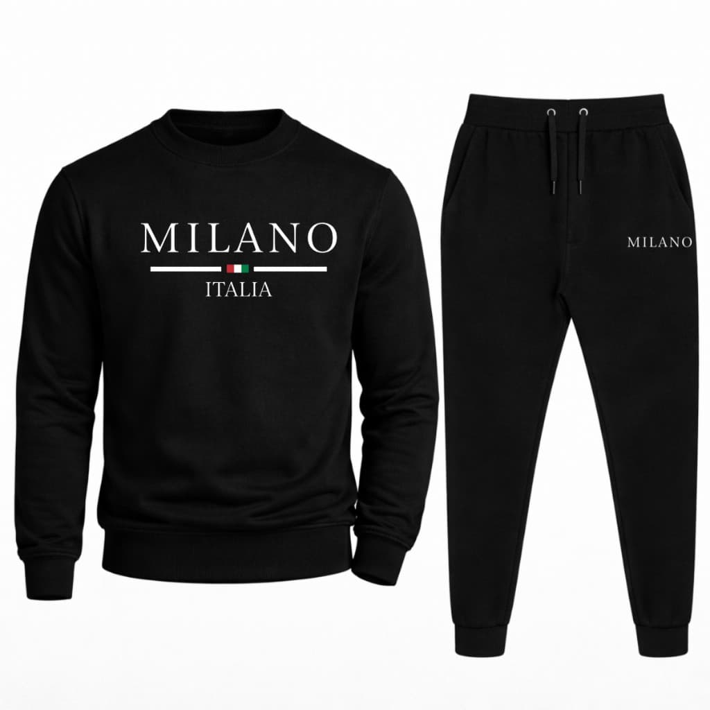 CONJUNTO DE MOLETOM KIT MILANO BANDEIRA MOLETOM CARECA ESTILO SUETER E CALÇA DE MOLETOM PARA O INVERNO PREMIUM
