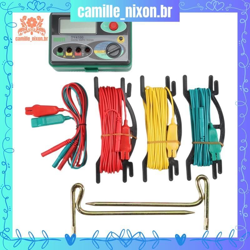 [camille_nixon.br] DY4100 Testador De Resistência Digital Multímetro Medidor De Aterramento Com Ferramenta De Inspeção D