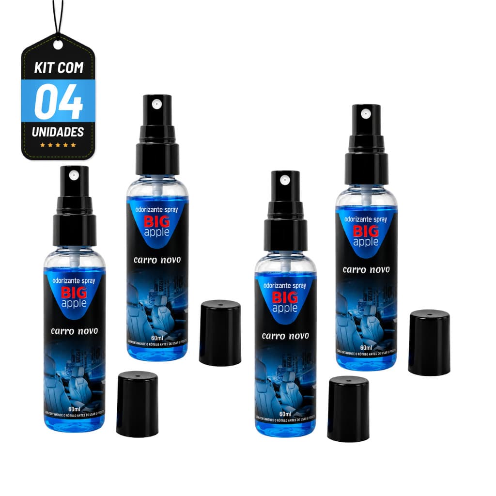 Kit 4 Cheirinho Carro Perfume Spray Carro Novo 100ml Automotivo Fragrância Imediata Alta Performance Big Apple
