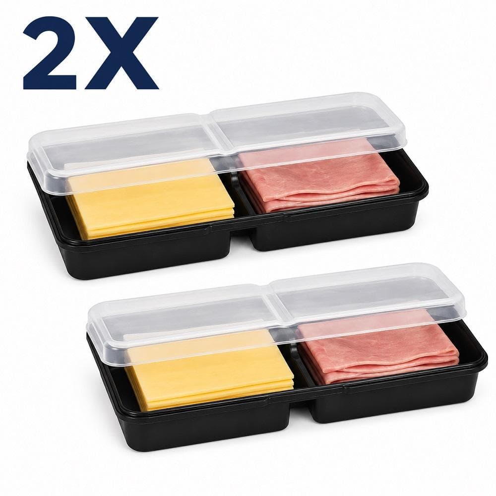 PORTA FRIOS KIT 2 DUPLO ORGANIZADOR GELADEIRA TAMPA POTE ALIMENTOS PRESUNTO QUEIJO COZINHA MULTIUSO EMPILHÁVEL