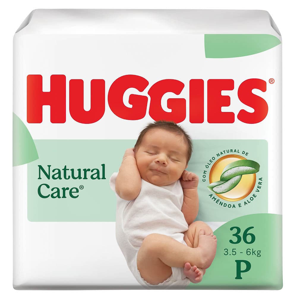 Fralda Huggies Natural Care Tamanho P com 36 Unidades Descartáveis