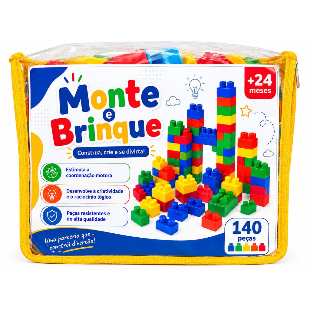 Kit Blocos De Montar Infantil 140 Peças Lego Monte E Brinque