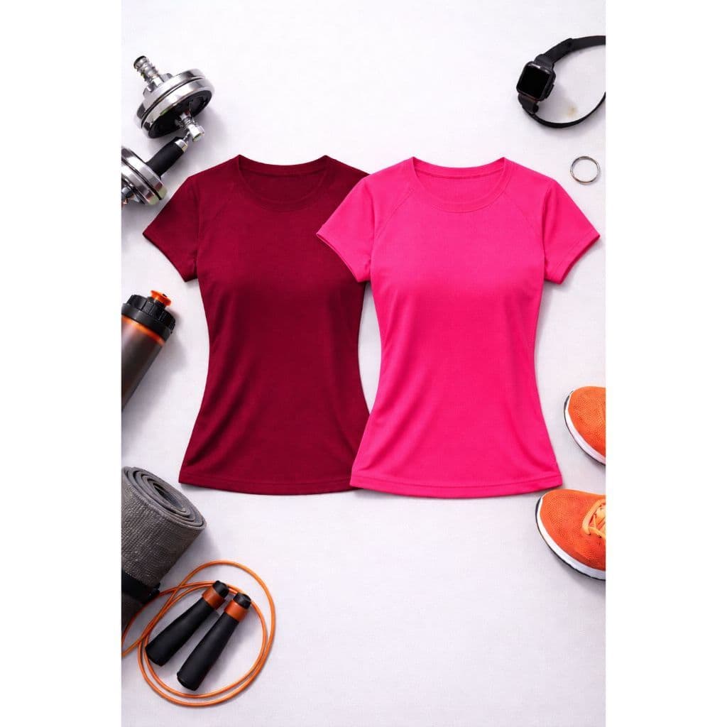 Kit Camiseta Baby Look Dry Fit Feminina Lisas Para Treinos Manga Curta Musculação