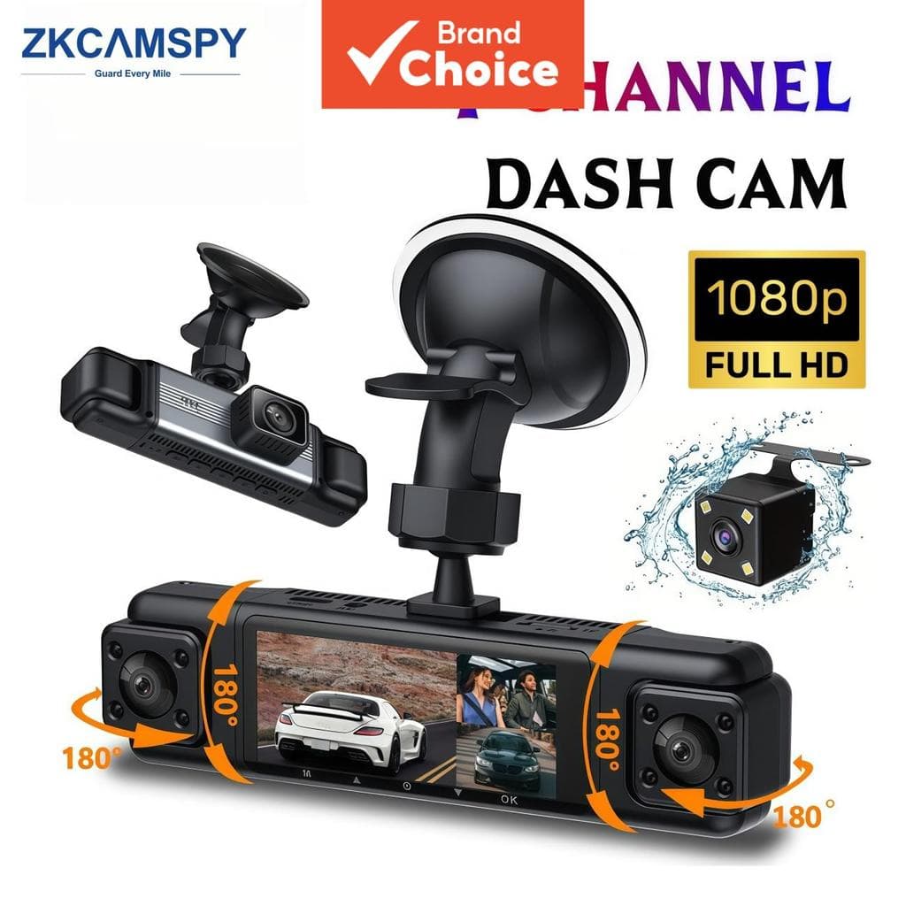 Cam 1080p Painel De 4 Canais Frontal Interno Traseiro Gravador De Vídeo Giratório Visão Noturna Dvr Para Carro