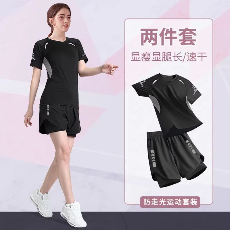 Roupas de Fitness feminino terno esportivo verão correndo roupas de secagem rápida camiseta de manga curta tamanho grand
