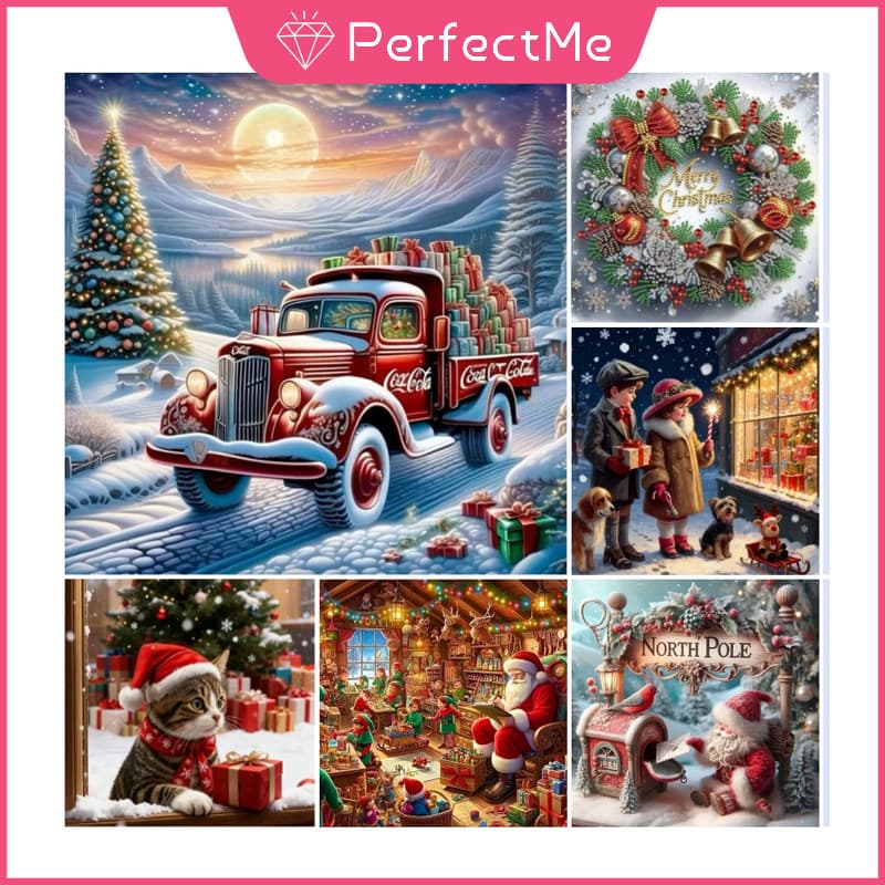 PM Cenário De Natal Desenho Animado 5d Pintura Diamante Cheio De Sala De Estar Colar Ponto Cruz Quarto Jantar Bordado De