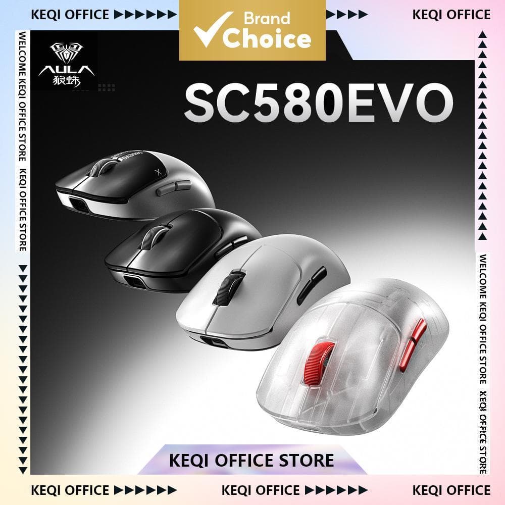 Mouse Gamer AULA SC580 EVO Mouse Sem Fio Dual 3 Modos Bluetooth 8K 20000DPI Sensor AL530 Para PC Laptop