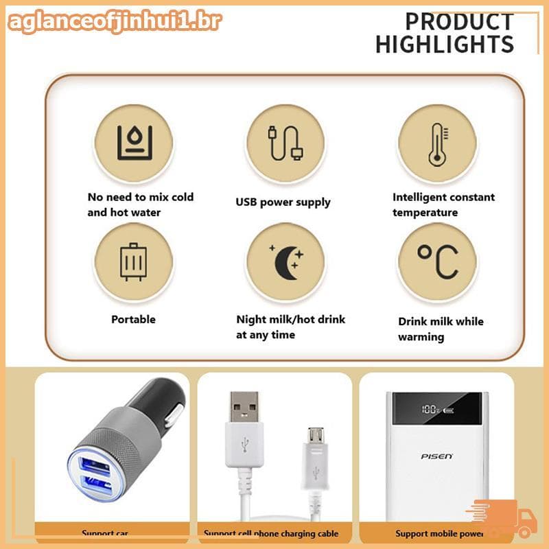 [AGBR] Aquecedor De Água Para Leite USB Carrinho De Viagem Bolsa Isolada Mamadeira Bebês Recém-Nascidos Aquecedores Port
