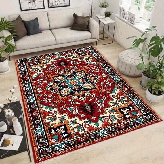 [Novo produto] tapete Retro estilo persa impresso tapete máquina lavável antiderrapante casa sala de estar quarto tapete