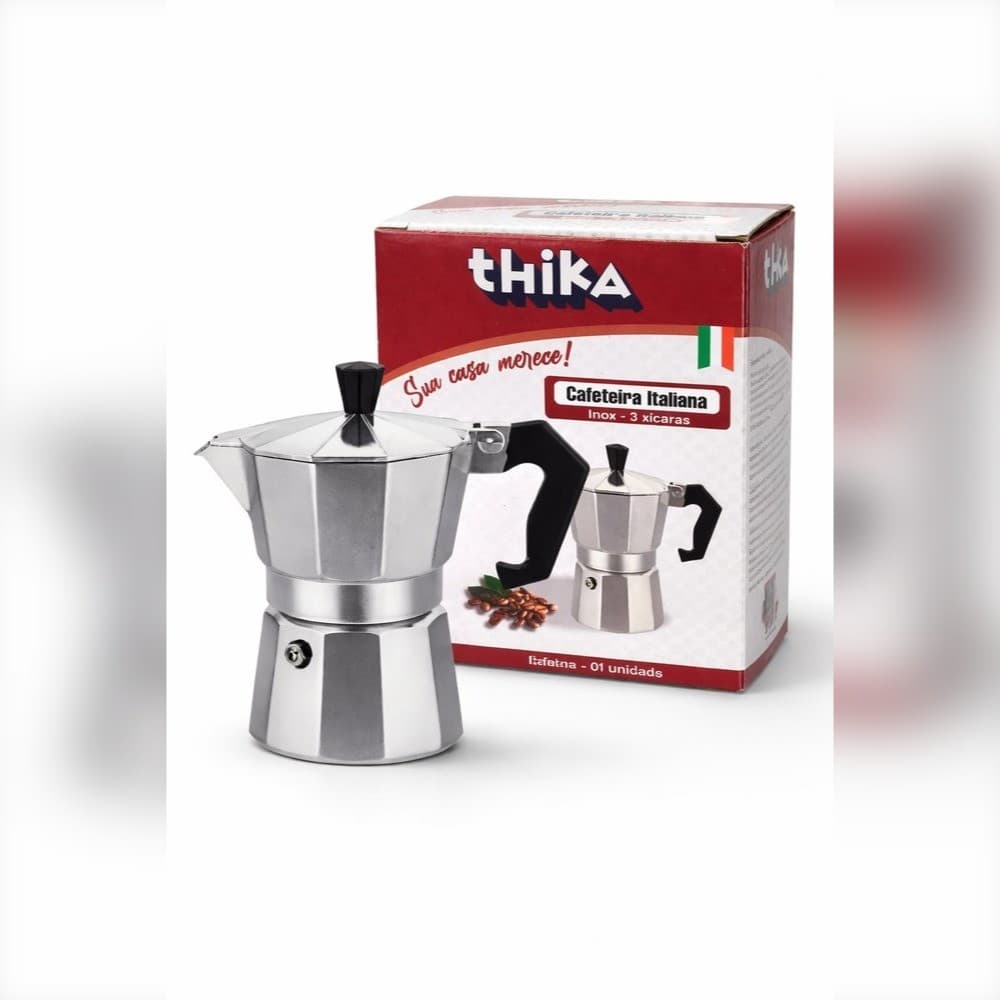 Cafeteira Italiana Inox Compacta 3 Xícaras Café Expresso