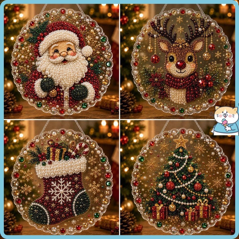 Kit De Pintura , Material 5D Conjunto De Diamante De Natal , Pingente Acrílico Artesanal DIY